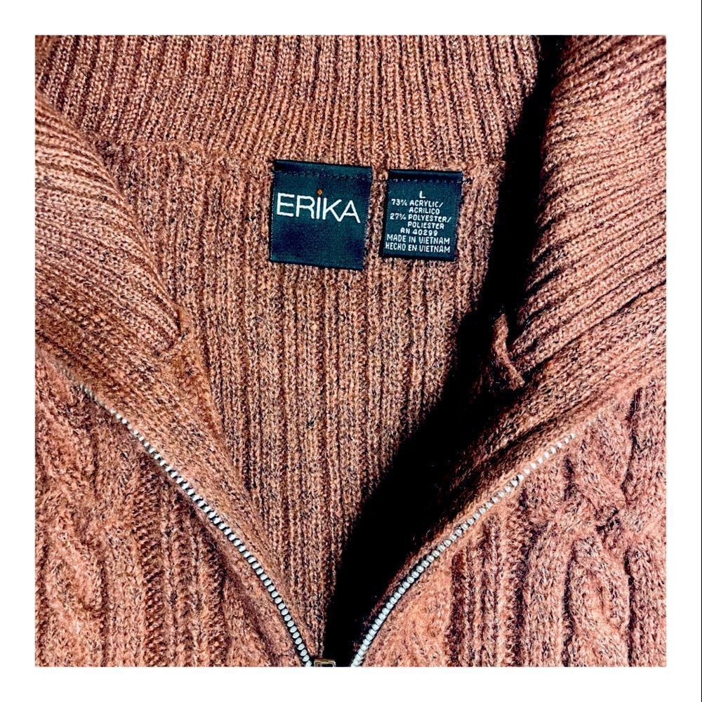 Erica Dusky Pink Cable Knit Zip up Cardigan Size Large - Picture 8 of 10